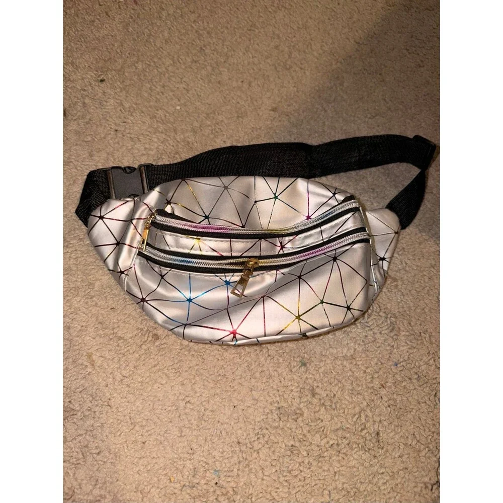 Silver rainbow trainable shape waist bag Fanny pack